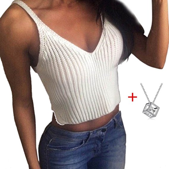 Lookatool Women's Knit Crop Women Slim Sling Tank Top Camis Sport Vest