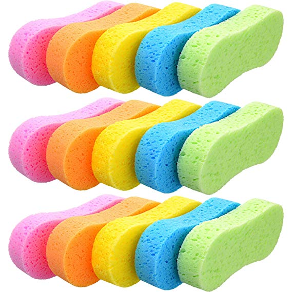 Mudder 15 Pieces Car Cleaning Sponges Water Absorption Clean Sponge Colorful Car Wash Sponges for Car Supplies