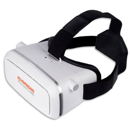 RIVERSONG VR Virtual Reality 3D Smart phone Headset Glasses Goggles Adjustable Focal and Object Distance for iPhone Samsung Sony LG OnePlus HTC all 47-65 inch Android IOS phone White