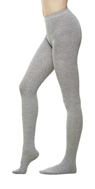Women's Winter Cotton Cable Knit Sweater Footed Tights