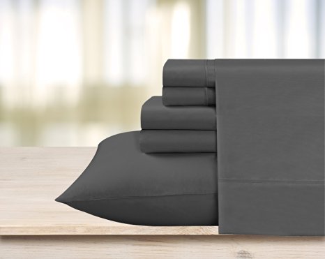 Swift Home® Premiere 1800 Collection Brushed Microfiber - 6 Piece Sheet Set(Includes 2 Bonus Pillowcases), Full, Grey
