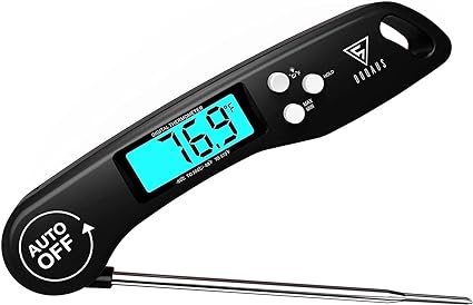 Meat Thermometer, DOQAUS Instant Read Cooking Thermometer, Digital Food Thermometer, Backlight LCD Screen Foldable Long Probe & Auto On/Off, Perfect for Kitchen Cooking, BBQ, Water,Meat, Milk (Black)