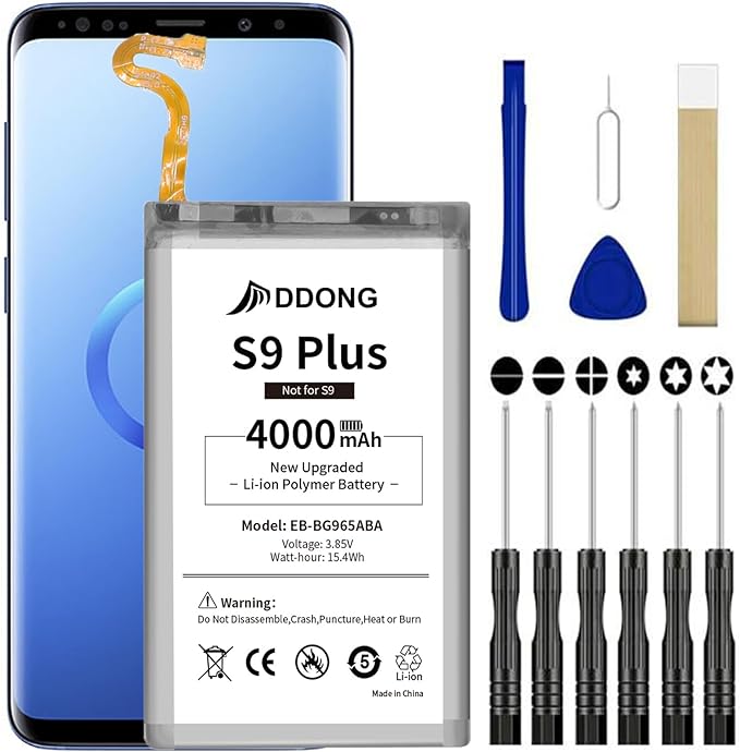 DDONG for Samsung Galaxy S9 Plus Battery Replacement, Upgraded 4000mAh EB-BG965ABA EB-BG965ABE SM-G965 G965U G965F G965V S9  Battery with Repair Tool Kits