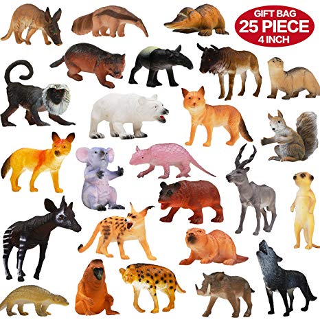Animals Figure, 25 Piece Realistic Looking Animals Toys Set(4 inch), ValeforToy Jungle Wild Vinyl Plastic Animal Learning Toys For Boys Girls Kids Toddlers Forest Animals Toys Party Favors Playset