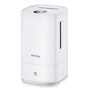 Homasy Cool Mist Humidifiers 4.5L [UPGRADED], 28dB Super-Quiet Air Humidifier for Cough, Aroma Oil Diffuser with 30 Working Hours, Auto Shut-off, Ultrasonic Humidifiers for Bedroom, Baby Room-White