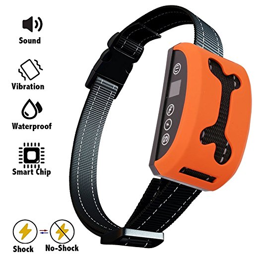 Bark Collar, 2018 Adjustable Vibration, Shock and Sensitivity Level 1-7, Rechargeable Waterproof, Smart Barking Detection for Small and Large Dog, No Bark Collar