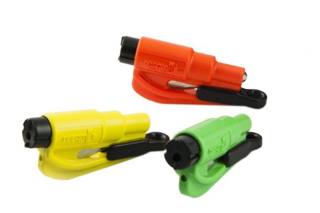 resqme The Original Keychain Car Escape tool,  Made in USA (Yellow/Green/Orange) - Pack of 3