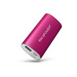Fastest Charger RAVPower 5200mAh Portable Charger External Battery Pack Power BankLuster SeriesiSmart Technology 24A Output 2A Input for iPhone iPad Android Windows smartphones tablets and more Pink