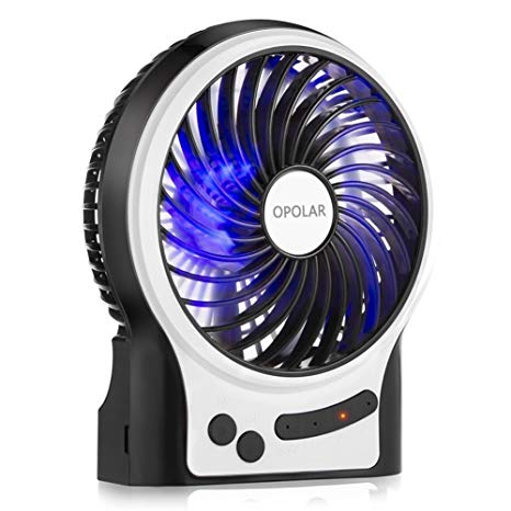 OPOLAR Battery Operated Desk Fan with Large Capacity of 3350mAh, Max. 15 Hrs Per Charge, Strong Wind, 3 Speeds, Portable, Rechargeable, Quiet, USB Powered, Perfect for Outdoor or Office and Home