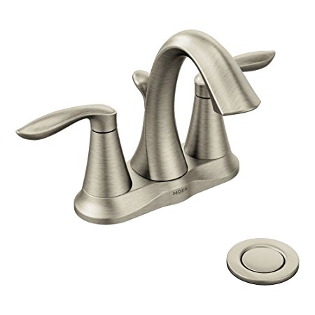 Moen 6410BN Eva Two-Handle Centerset Lavatory Faucet with Drain Assembly, Brushed Nickel