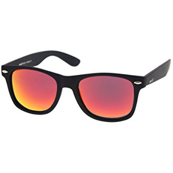 zeroUV - Matte Finish Reflective Color Mirror Lens Large Square Horn Rimmed Sunglasses 55mm