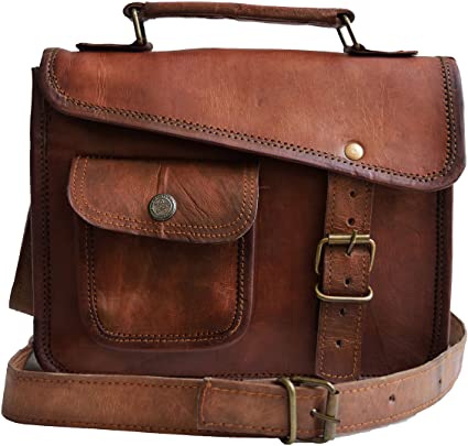 Jaald Leather Messenger Bag Laptop Case Briefcase Gift Distressed Shoulder Bag