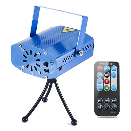 Coidea Stage Laser Lights 7 Modes Sound Actived Auto Flash Rgb Led Stage Projector Light with Remote Control Blue