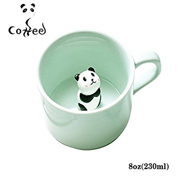 Coffee Milk Tea Ceramic Mugs - 3D Animal Morning Cup with panda Inside Best Gift For morning drink,and weddings, birthdays,father's day (Panda) (Panda)