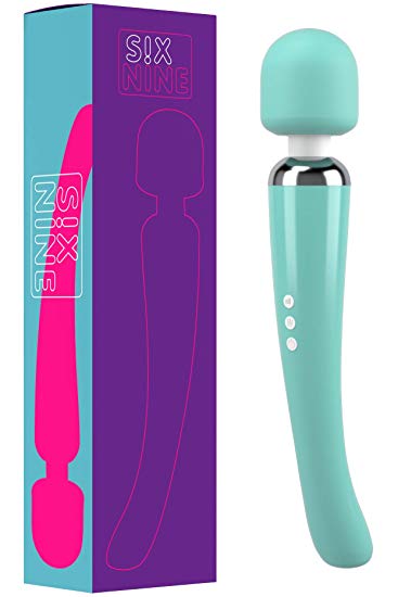 Six Nine Rechargeable Personal Wand Massager Large Edition, Wireless with 20 Vibration Patterns 8 Multi-Speed (Green)