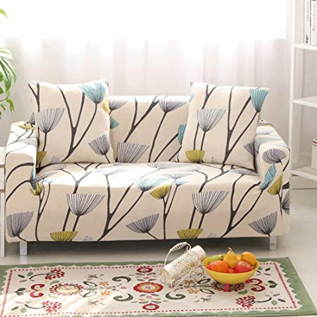 FORCHEER Stretch Couch Covers Sofa Slipcovers Fitted Loveseat Cover Seat Furniture Protector (Printed #5,2 Seat for 135-170cm)