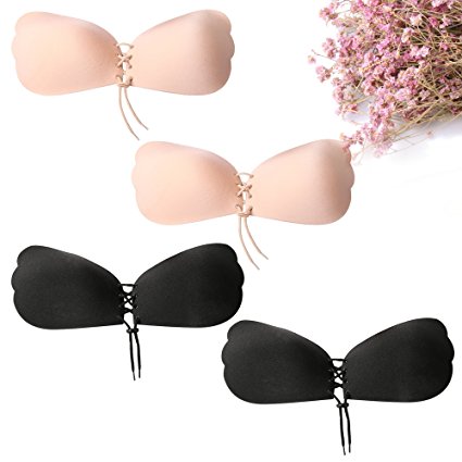 ANNA Reusable Strapless Drawstring Bra For Women - 2-4 Pairs Of Self Adhesive Silicone Push-up Bra