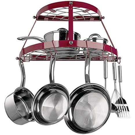 Range Kleen Cw6003r Two Shelf Wall-Mount Pot Rack (Red)