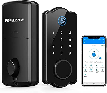 Fingerprint Keyless Entry Door Lock, Smart Lock Deadbolt, Bluetooth Electronic Deadbolt, Touchscreen Keypad, Works with App, Auto-Lock, Remote Control for Home, Apartment