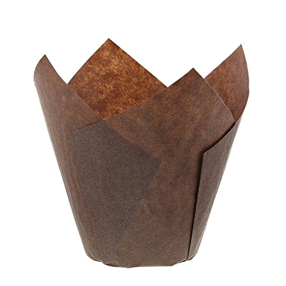 Royal Brown Tulip Style Baking Cups, Medium, Sleeve of 200