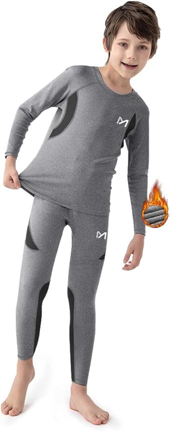 MEETYOO Boy’s Thermal Underwear Set,Lined Compression Base Layer, Winter Long Johns for Kids