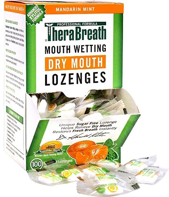 TheraBreath Mouth Wetting Lozenges, Mandarin Mint 100 ea (Pack of 2)