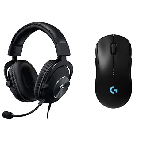 Logitech G PRO X Wired Over Ear Gaming Headphones with Mic with Blue VO!CE, DTS :X 7.1 and 50 mm PRO-G Drivers with G PRO Wireless Gaming Mouse, Hero 25K Sensor, 25,600 DPI, RGB(Black)