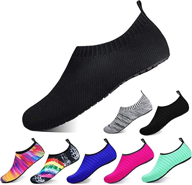 semai Water Shoes Quick-Dry Swimming Socks, Non-Slip Soft Beach Shoes Barefoot Water Sports Shoes Breathable Aqua Socks for Women Men Kids, Elastic Easy-fit Footwear for Beach Swimming Yoga Diving