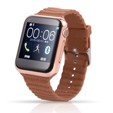 Markrom V9 Bluetooth Smart Watch Android IOS Phone Mate with Heart Rate Step Counter Find a Phone Camera Music Rose gold