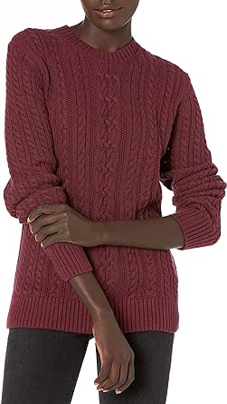 Amazon Essentials Women's Fisherman Cable Long-Sleeve Crewneck Sweater (Available in Plus Size)