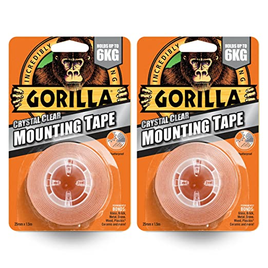 Gorilla Double Sided Mounting Tape Clear 1.5m (2 Pack)