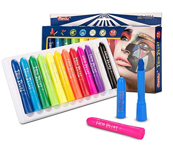 ZOSEN Face Paint Crayons Face Painting Kits Kids Face Painting Kids Makeup Washable Face Paint Non Toxic Body Painting Ideal Christmas, Costumes, Birthday Parties (12 colors)