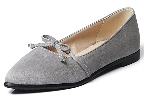 Sfnld Women's Sweet Bow Low Top Pointed Toe Flats Shoes