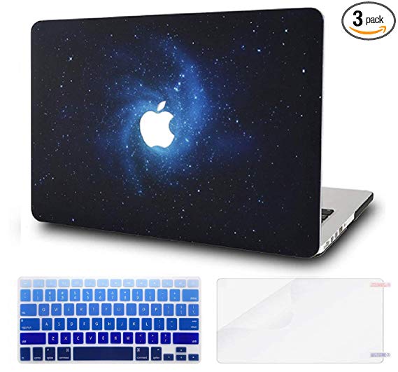 KEC Laptop Case for MacBook Pro 15" (2019/2018/2017/2016) w/ Keyboard Cover Plastic Hard Shell A1990/A1707 Touch Bar   Screen Protector 3 in 1 Bundle (Blue)