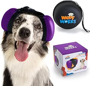 Dog Ear Muffs for Noise Protection and Fireworks, Noise Cancelling Headphones for Dogs, 29dB Dog Earmuffs, Dog Ear Plugs for Hearing Protection from Thunder. Reduce Anxiety (L, Purple)