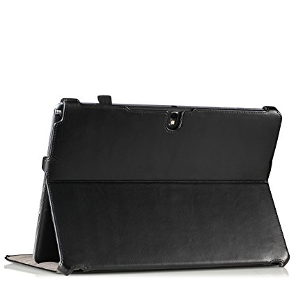 MoKo Samsung Galaxy Note PRO & Tab PRO 12.2 Case - Genuine Leather Slim-Fit Multi-angle Folio Cover Case for Galaxy NotePRO & TabPRO 12.2 Android Tablet, BLACK (With Smart Cover Auto Wake / Sleep)