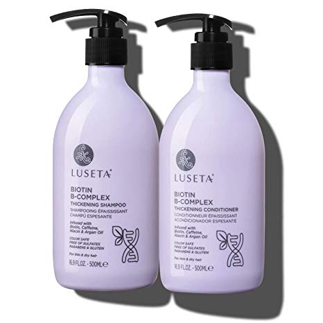 Luseta Biotin B-Complex Shampoo & Conditioner Set for Hair Growth and Strengthener - Hair Loss Treatment for Thinning Hair With Biotin Caffein and Argan Oil for Men & Women - All Hair Types 2 x 16.9oz