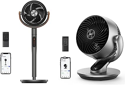 Dreo Smart Fan for Bedroom, Pedestal Fan with WiFi/Voice Control, 105° 120° Oscillating Fan & Smart Fan for Bedroom, Powerful 70 ft Whole Room Air Circulator Fan, 120° 90° oscillating fans