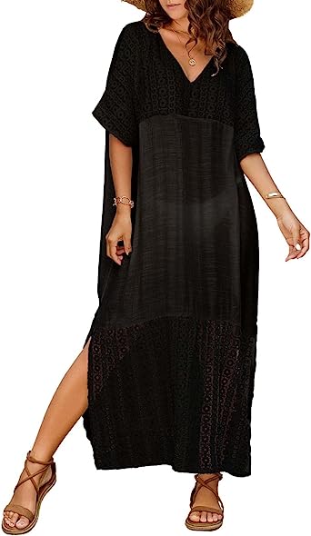 Bsubseach Women Kaftan Dress Bathing Suit Cover Ups Beach Caftan Dresses