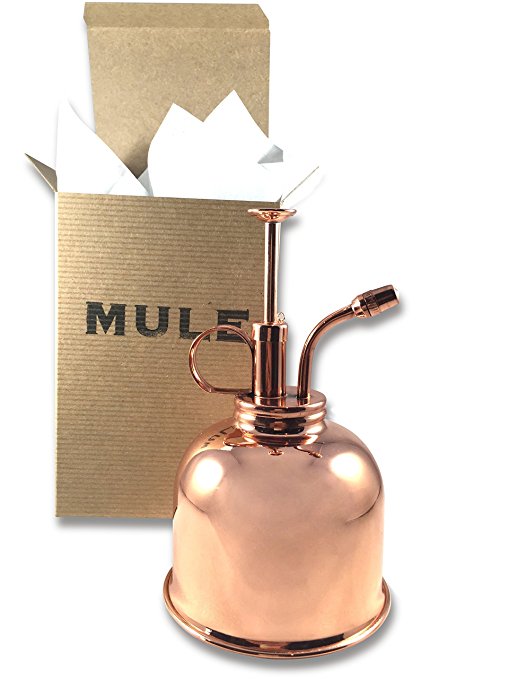 MULE 10oz Vintage Copper Plant Mister for Indoor House Plants, Packaged in Hand Stamped Gift Boxed.