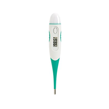 MABIS Clinically Accurate 60-Second Flexible Tip Digital Thermometer for Oral, Rectal or Underarm Use for Children and Adults, Fahrenheit, Green and White