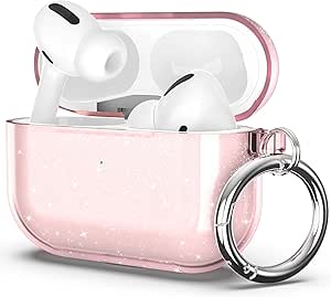 ULAK Compatible with Airpods Pro Case, Designed Protective Cover Soft TPU Transparent Shockproof Case Accessories with Keychain for Airpods Pro 2019 [Front Led Visible], Shining Pink