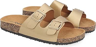 Glory Women's Slide Sandals Cork Footbed Double Buckle