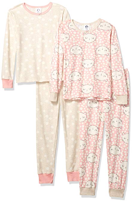 Gerber Girls' Toddler Organic 2 Pack 2-Piece Cotton Pjs