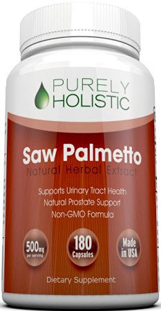Saw Palmetto 180 Capsules ★ 100% MONEY BACK GUARANTEE ★ Saw Palmetto Extract 500mg Prostate Supplement - Reduce Frequent Urination - DHT Blocker to Combat Hair Loss - 6 Months Prostate Support