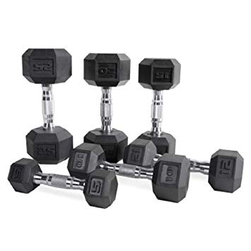 CAP Barbell Set of 2 Hex Rubber Dumbbell with Metal Handles, Pair of 2 Heavy Dumbbells Choose Weight (5lb, 8lb, 10lb, 15lb, 20 Lb, 25lb, 30lb, 35lb, 40lb, 50lb)