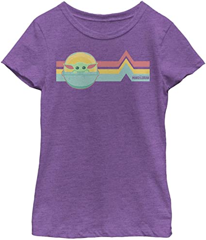 STAR WARS Mandalorian Rainbow Child Girl's Heather Crew Tee