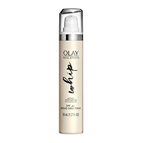 Face Moisturizer with SPF by Olay, Total Effects Whip Facial Sunscreen, Vitamin C, and B3, SPF 40 with UVA and UVB Protection, 1.7 Fl Oz