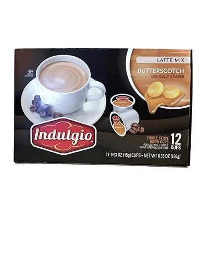 Indulgio Butterscotch Latte Mix Single Brew, 12-Count Single Serve Cup for Keurig K-Cup Brewers