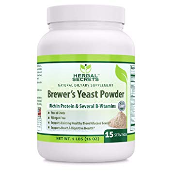 Herbal Secrets Brewer's Yeast Powder -16 Oz (Non-GMO) (1 Lb) - Free of Allergen- Supports Existing Healthy Blood Glucose Level* Supports Heart & Digestive Health*